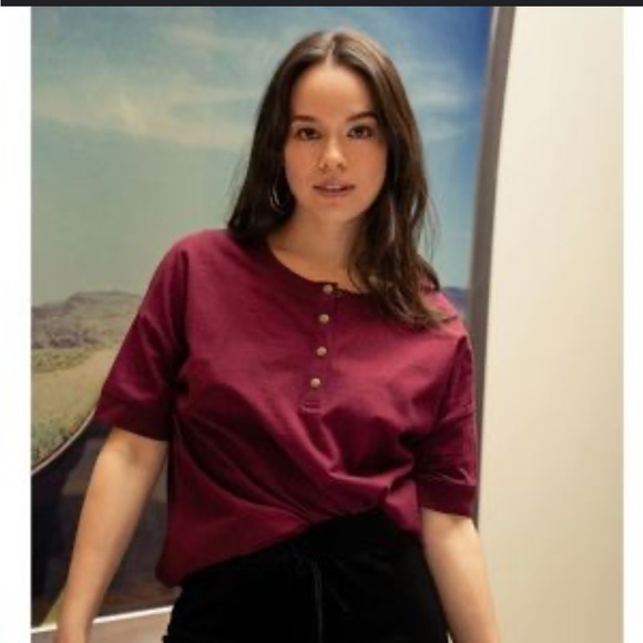 Jackson Rowe Tops - Jackson Rowe Women's Deep Red Button Tee